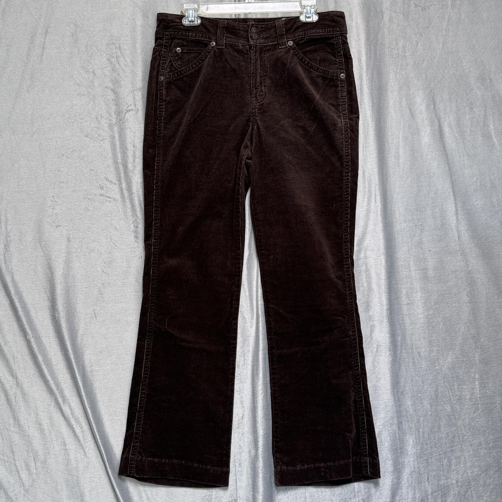 Gloria‎ Vanderbilt Pants Womens 10 Brown Corduroy Stretch Bootcut Casual Pockets